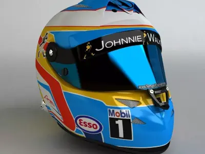 Fernando Alonso 2015 F1 Schuberth Helmet Low-poly 3D model