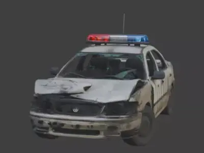 Wrecked Police Cruiser Post Apocalyptic 3D Model Low-poly 3D model