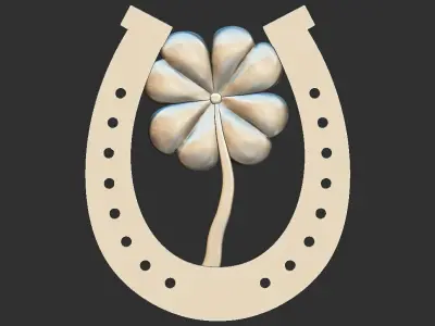 LUCKY FOUR LEAF CLOVER Pendant 3D print model