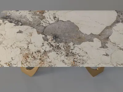 71 Contemporary Dining Table in Gold 3D model