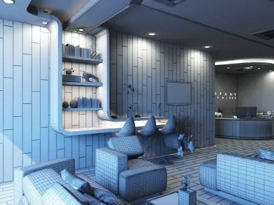 Reception Hall interior scene design 3D model