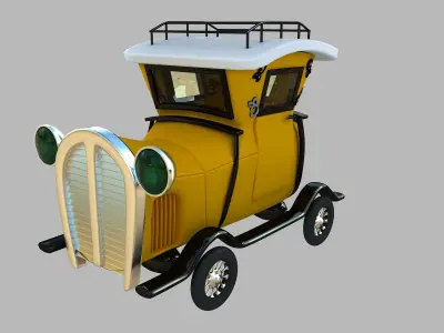 3D Cartoon Vintage Car Toon Old Car Low-poly 3D model