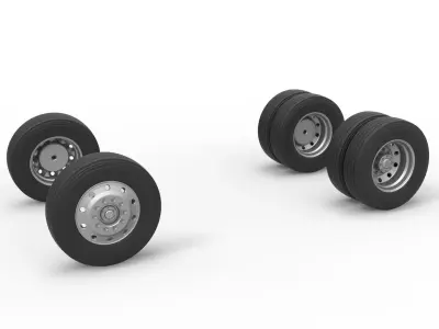 Wheel Set of Vintage GATR Racing Semi truck V2 Scale 1 to 25 3D print model