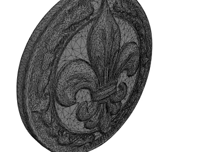 Ornate Golden Fleurdelis Emblem Low-poly 3D model