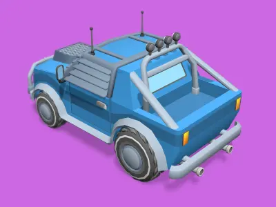 Stylized Toon Pickup Truck Low-poly 3D model