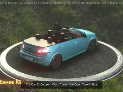 City Cars All Types A B C D E Blue 3D Model Pack