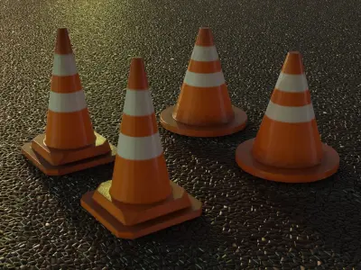 Traffic Cones Free low-poly 3D model