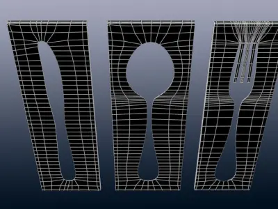 Kitchen Cutlery Carvings Free 3D model