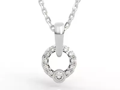 Elegant Diamond Circle Pendant Necklace 3D print model