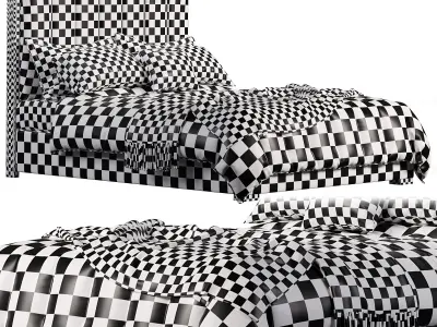 Faux Leather Bed By Homary 3D model