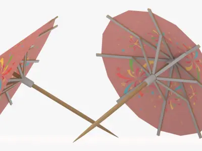 Cocktail wooden umbrella decoration  3D model