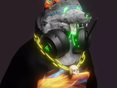 Mutant radioactive wolf 3D model