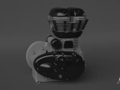 royal enfield engine 350 CC Free low-poly 3D model
