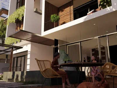 Tropical Modern Residential Cityscape 3D Scene - Enscape Low-poly 3D model