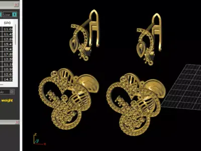 Set ring and earrings for 3D models 3D print model