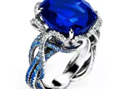 ring with stones Anna Hu Haute Joallerie 3D print model