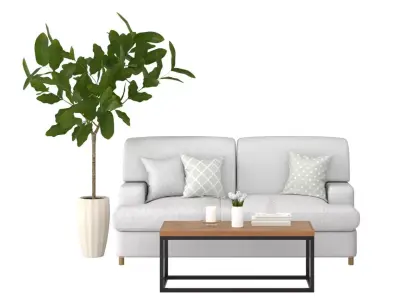 Living C - Fig Tree and Tulips Low-poly 3D model