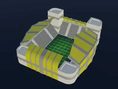 Football Stadium - Yellow Low-poly 3D model