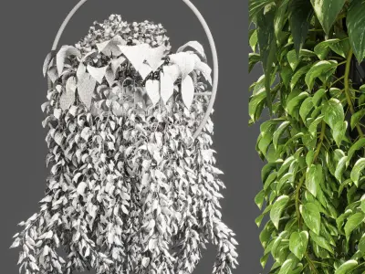 Indoor plants hanging pot-metal vase 03 Low-poly 3D model