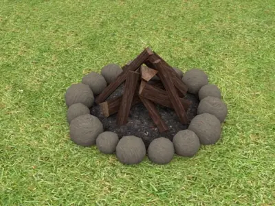 Campfire how to build fire pit Free low-poly 3D model