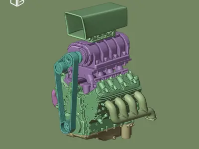 ENGINE LSX V8 SUPERCHARGED 3D print model