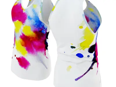 T-shirt with abstract paint pattern 3D model
