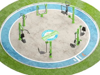 Park Gym Fitness Court 01 3D model
