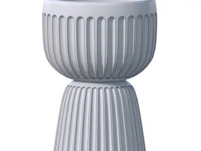 Decorative Floor Fluted Flower Vase Set Collection  Art Deco 3D model