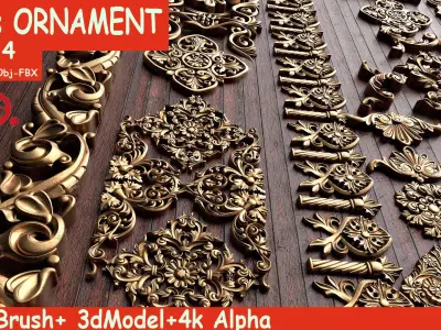 Freds 30 Ornament Brush Alpha Vol 14 Low-poly 3D model