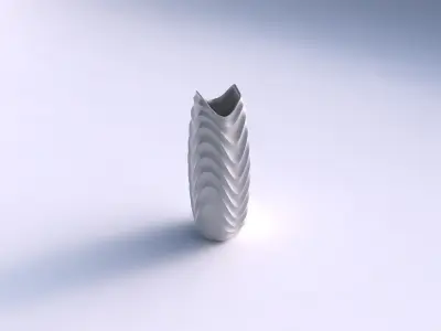 Vase double arc hexagon with curved horizontal wavy sections 3D print model