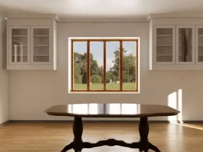 Classic Pedestal Wooden Dining Table 3D model