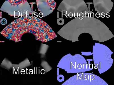 Vibrant Ottoman Model Pack with Detailed Fabric Design Low-poly 3D model