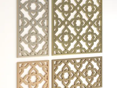Arabic Islamic pattern decorative gold plaster 3D model