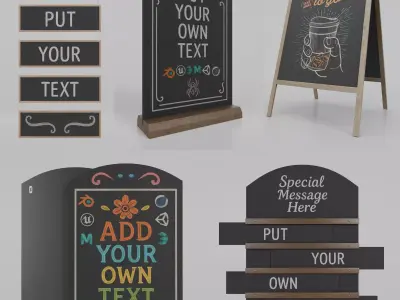 Versatile Advertising Solutions - Customizable Chalkboards 3D Model Collection
