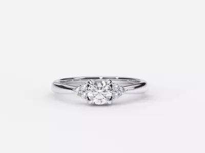 ZDR0218 diamond engagement ring gold 3D print model
