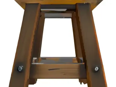 Rustic Wooden Stool with Bolts Low-poly 3D model