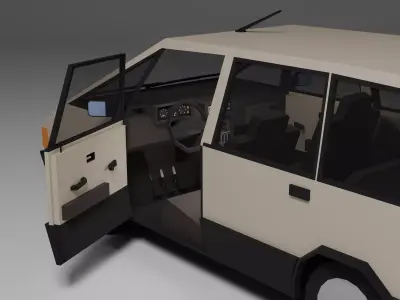 Low Poly 1980s Family MPV 3D Model Car10 Low-poly 3D model