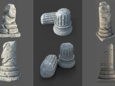 9  Roman Columns Low-poly 3D model