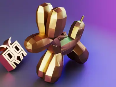 Low Poly Balloon Dog kaws 3D print model