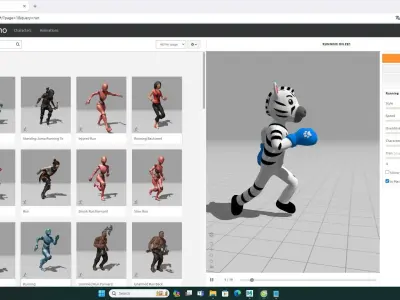 Boxing Zebra Animal Animated  Low-poly 3D model