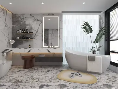 Bathroom 015 Low-poly 3D model