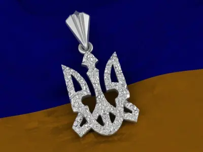 Trident ukrainian diamond pendant 3D print model