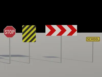 Traffic - Road Signs 3D Low Poly Pack Low-poly 3D model