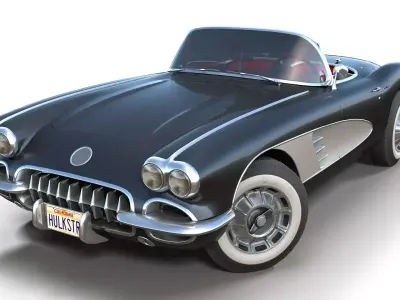 Classic sport car PBR Low-poly 3D model