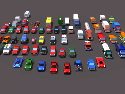 63 Lowpoly Vehicles Low-poly 3D model