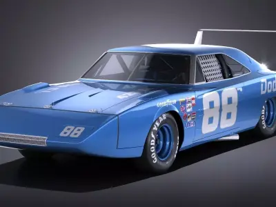 Dodge Charger Daytona 1969 NASCAR 3D model