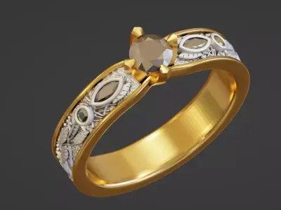organic leaf texture ring bytone  3D print model