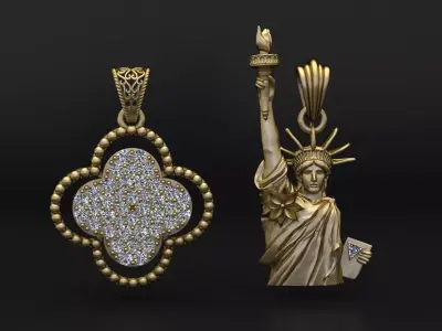  The Golden Icons  3D Luxury Pendant Collection  3D print model
