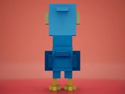 Voxel - Blue Macaw Parrot Low-poly 3D model