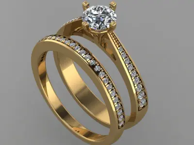 diamond ring with band attached  3D print model